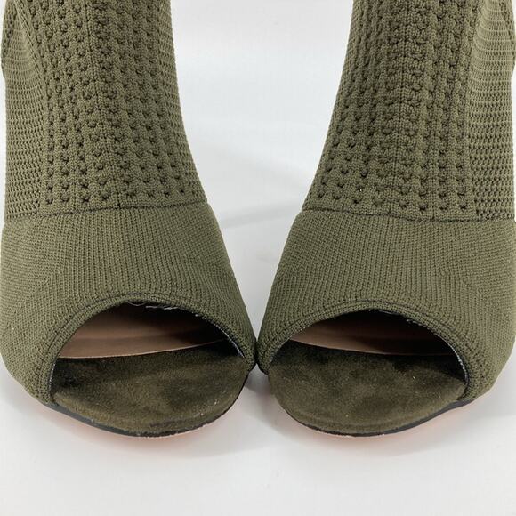 Catherine Catherine Malandrino Womens Green Knit Slip On Peep Toe Sock Boot 6 - Picture 2 of 10